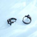 wholesale Black 925 Sterling Silver CZ Star Huggie Hoop Earrings-0-5
