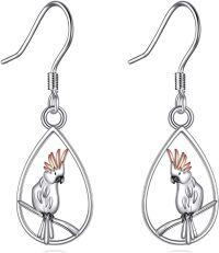 wholesale 925 Sterling Silver Teardrop Red Cardinal Bird Drop Earrings for Women Girls  4cm Long-parrot