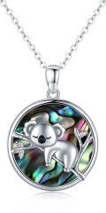 wholesale 925 Sterling Silver Abalone Shell Pendant with Koala Charm Necklace - Cute Animal  for Women and Girls-0-0
