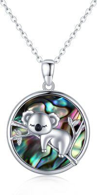 wholesale 925 Sterling Silver Abalone Shell Pendant with Koala Charm Necklace - Cute Animal  for Women and Girls-D-Abalone Shell