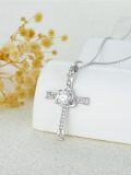 wholesale 925 Sterling Silver 925 Cubic Zirconia Cross Pendant Necklace for Women -0-1