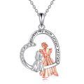 wholesale 925 Sterling Silver Heart Pendant with Mother and Daughter Design - Always my mom forever my friend Family Jewelry for Women-0-0