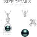 wholesale 925 Sterling Silver Infinity Pendant with Tahitian Black Pearl and Cubic Zirconias-0-5