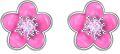 wholesale 925 Sterling Silver Pink Enamel Flower Stud Earrings with CZ Stones - Cherry Blossom Jewelry for Women-0-0