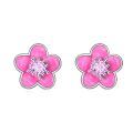 wholesale 925 Sterling Silver Pink Flower Earrings With Clear Gemstone Centers-0-0