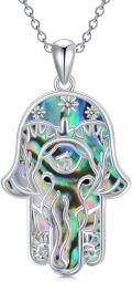 wholesale 925 Sterling Silver Abalone Shell Hamsa Evil Eye Tree of Life Elephant Pendant Necklace-0-0