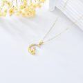 wholesale 14K Gold Crescent Moon with Dog Pendant Necklace for Women - 16-18 Chain-0-4