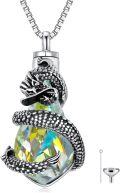 wholesale TOUPOP Cremation Jewelry For Ashes Sterling Silver Tree Of Life Urn Necklace For Ashes With Teardrop Crystal Keepsake Jewelry W/funnel Filler (dragon) -0-0
