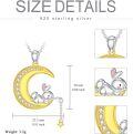 wholesale 925 Sterling Silver Crescent Moon with Bunny Charm Pendant Necklace for Women's Gifts-0-4