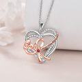 wholesale 925 Sterling Silver Heart Pendant with Red Crystal and Engraved I Love You Forever for Sisters-0-2