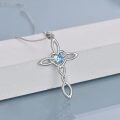 wholesale 925 Sterling Silver White Gold Plated Celtic Cross Heart Citrine Pendant Necklace-0-16