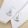 wholesale 925 Sterling Silver Ballet Tutu Pink Crystal Drop Earrings-0-2