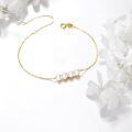 wholesale 14k Gold Five Pearl Dainty Adjustable Chain Bracelet For Women-0-3