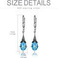 wholesale 925 Sterling Silver Blue Topaz Oval Shape Vintage Drop Dangle Leverback Earrings-0-5