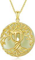 wholesale 14K Gold Sterling Silver Jade Tree of Life Necklace for Women-0-38