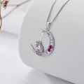 wholesale TOUPOP Unicorns Necklace 14k White Gold Plated Moon Pendant Unicorn Initial Letter I Necklaces Colorful Unicorn Pink Zircon Kids Jewelry Unicorn Birthday Daughter Women -0-4