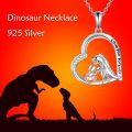 wholesale 925 Sterling Silver Love You Forever Dinosaur Heart Pendant Necklace Gifts for Women-0-4