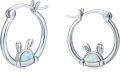 wholesale 925 Sterling Silver Opal Rabbit Shape Hoop Earrings for Sensitive Ears-0-0