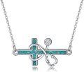 wholesale 925 Sterling Silver Turquoise Cross Caduceus Pendant Nurse Necklace for Women Graduation Gifts-0-0