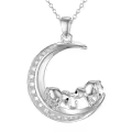 TOUPOP Sterling Silver & Moonstone Elephant Necklace, Cute Animal Pendant Jewelry Gift for Women-0-0