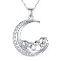 TOUPOP Sterling Silver & Moonstone Elephant Necklace, Cute Animal Pendant Jewelry Gift for Women-0-0