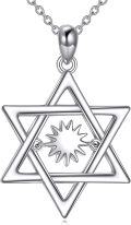 wholesale 925 Sterling Silver Star of David Necklace with Hexagram Charm Pendant for Women Girls  45cm Chain Length-0-0