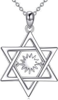 wholesale 925 Sterling Silver Star of David Necklace with Hexagram Charm Pendant for Women Girls  45cm Chain Length-Star of David Necklace