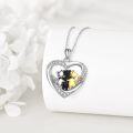wholesale 925 Sterling Silver Heart-Shaped Multi-Cat Design Pendant Necklace with Cubic Zirconia Stones and Gold Plating for Cat Lovers-0-3