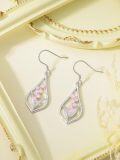 wholesale 925 Sterling Silver Pink Lily of the Valley Drop Earrings-0-1