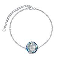 TOUPOP Sterling Silver Blue Crystal Tree Of Life W Initial Anklet Bracelet-undefined
