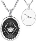wholesale 925 Sterling Silver Cancer Zodiac Pendant Necklace with Crab Design and Constellation Engraving (Length: 24)-0-0