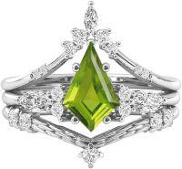wholesale Sterling Silver Moissanite Gemstone Kite Cut Engagement Wedding Ring Set with Name Engraving for Women-Amethyst-Peridot-Garnet-London Blue Topaz