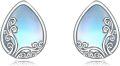 wholesale 925 Sterling Silver Teardrop Opal & Larimar Swirl Stud Earrings - Hypoallergenic s for Women-0-0