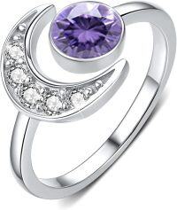 wholesale 925 Sterling Silver Moonstone Birthstone Rings for Women Adjustable Open Ring Gift for Wife Mom Daughter-february birthstone