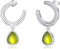 wholesale 925 Sterling Silver Horseshoe Yellow Stone Dangle Hoop Earrings-0-0