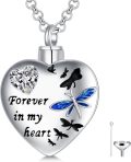 wholesale 925 Sterling Silver Heart Cremation Jewelry for Ashes - Hummingbird & Dragonfly Pendant Necklaces w/ Funnel Fill Kit-0-0