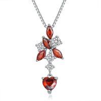 TOUPOP Sterling Silver Crystal Red Heart Pendant Necklace For Women-undefined