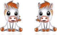 wholesale 925 Sterling Silver Horse Animal Stud Earrings for Women - Cute Cartoon Style  Idea-horse earrings