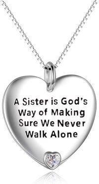 wholesale 925 Sterling Silver Heart Pendant Necklace with Cubic Zirconia Charm - Inspirational Quote s for Sisters Moms Wives Girlfriends-White