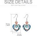 wholesale 925 Sterling Silver Blue Crystal Rose Heart Mom Drop Earrings-0-5