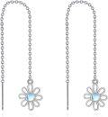 wholesale 925 Sterling Silver Daisy Flower Moonstone Drop Earrings-0-0