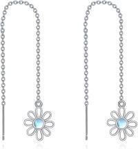 wholesale 925 Sterling Silver Daisy Flower Moonstone Drop Earrings-Daisy