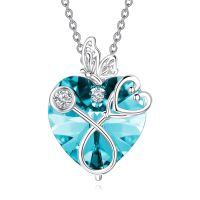 wholesale 925 Sterling Silver Crystal Butterfly Heart Stethoscope Pendant Necklace for Nurses and Doctors Gifts-12-December