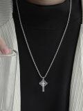 wholesale 925 Sterling Silver Celtic Cross Pendant Necklace White Gold Plated Vintage Trinity Knot-0-4