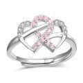 wholesale 925 Sterling Silver Pink Crystal Breast Cancer Awareness Ring-0-0