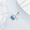 wholesale 925 Sterling Silver Blue Opal Shark Pendant Necklace for Women Girls  45cm Chain Length-0-4