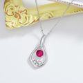 wholesale 925 Sterling Silver Red Round Stone Teardrop Pendant Necklace for Women-0-2
