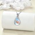 wholesale 925 Sterling Silver Teardrop Pendant with Pink Origami Pig and Blue Opal Stone for Women-0-2