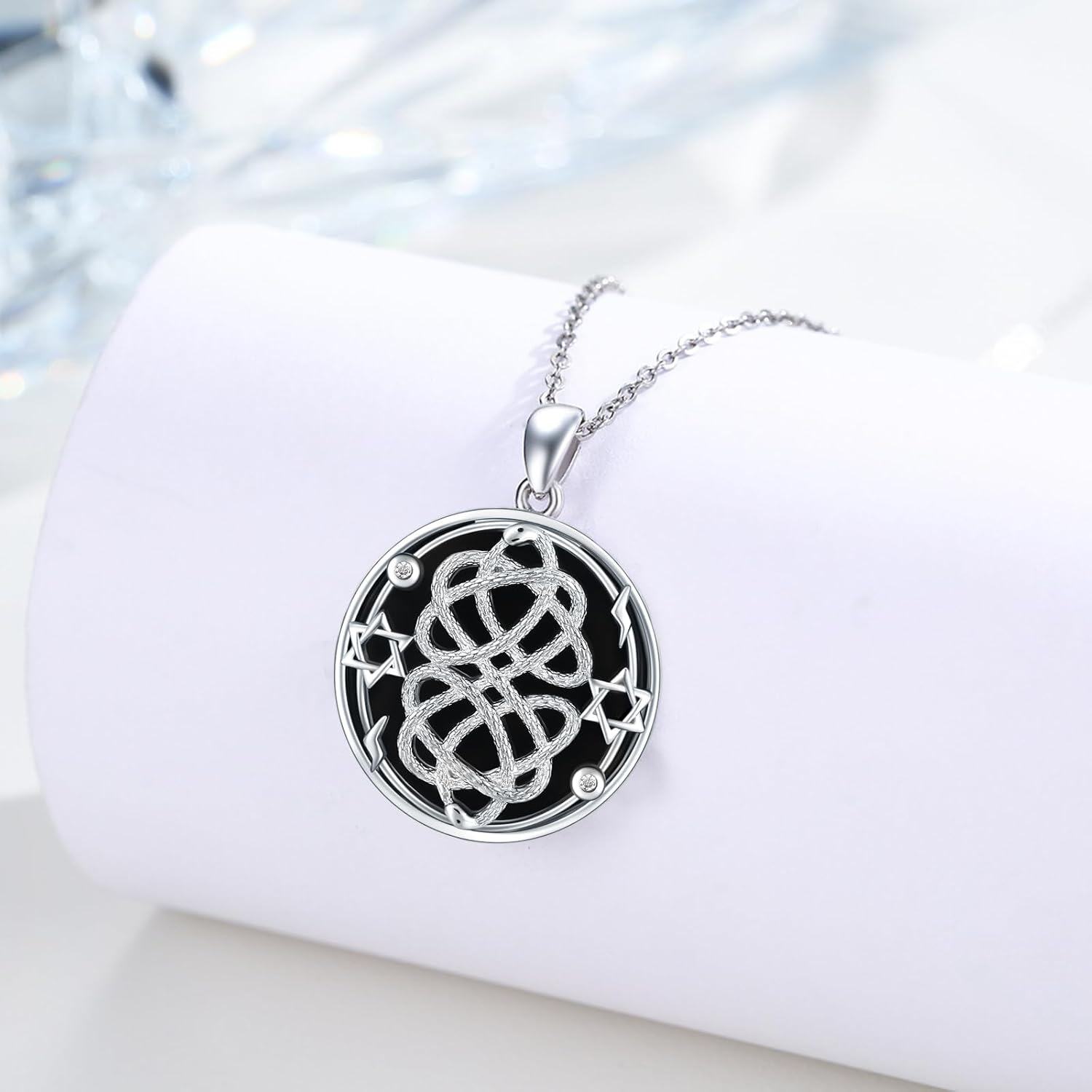 Sterling Silver Celtic Evil Eye Viking Pendant Necklace for Women Men-0-4