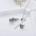 wholesale 925 Sterling Silver Blue Crystal Bee Floral Pendant Cremation Keepsake Urn Necklace with Funnel and Fill Tool for Ashes Memory-0-3